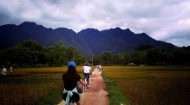 Balade à vélo dans un village à Mai Chau au Vietnam