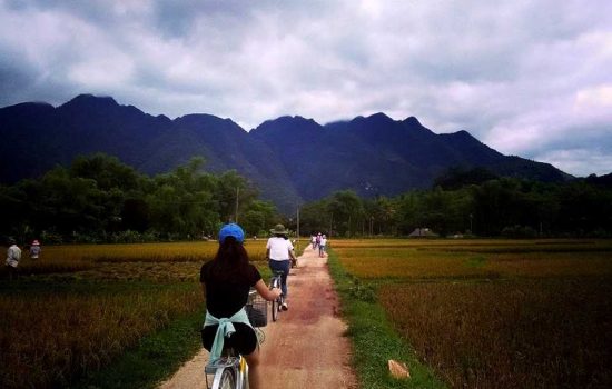 Balade à vélo dans un village à Mai Chau au Vietnam