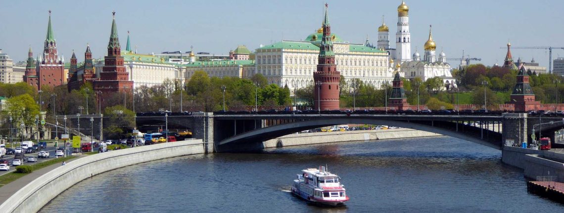 Vue sur Moscou, Russie, pont, bateau, architecture