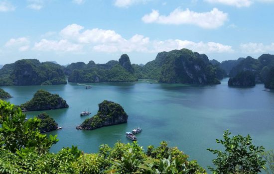 Vue sur la baie d'Halong au Vietnam en Asie